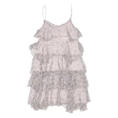 GUESS Tiered Day Dress Grey Crazy Pattern Viscose Sleeveless Short Womens UK 8
