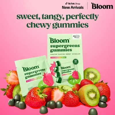 Bloom Nutrition Supergreens Gummies - Daily Greens, Easy Gut Health & Energy Support, 30+ Ingredients, Dairy-Free, Gluten-Fre...