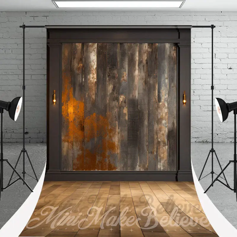 Vintage Red Brown Wood Wall Floor Sweep Backdrop - Aperturee