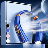 Multifunctional Rechargeable Wearable Fan Portable Neck Fan Neck-hanging Fan with Colorful Lights & Led Display, 5-speed Mode...