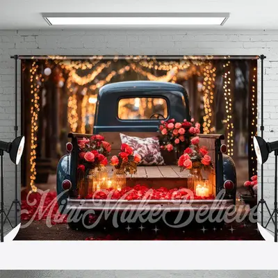 Truck Light Floral Valentines Day Photo Backdrop - Aperturee