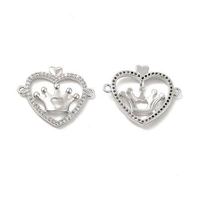 Brass Micro Pave Clear Cubic Zirconia Connector Charms