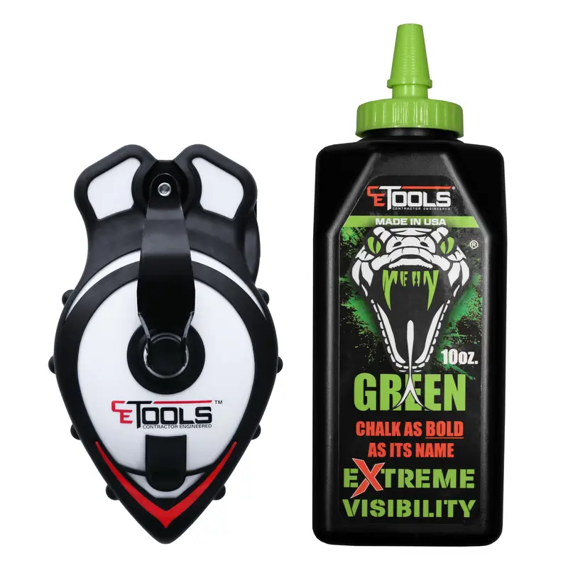 SnapBack Chalk Line with Releasable Tip® & Mean Green 10oz Chalk