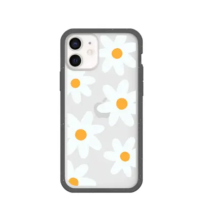 Clear Daisy iPhone 12 Mini Case With Black Ridge