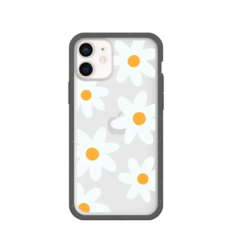 Clear Daisy iPhone 12 Mini Case With Black Ridge