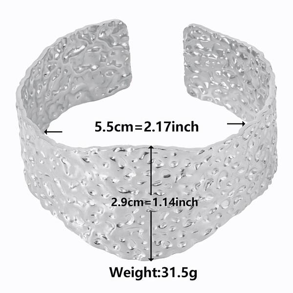 Non-Tarnish Vintage Hammered 304 Stainless Steel Cuff Bangles for Women