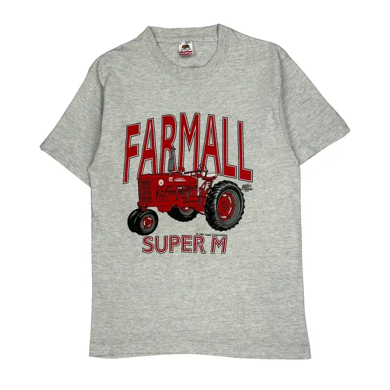 Single Stitch Farmall Super M Fruit Of The Loom Graphic T-Shirt - Medium Grey Cotton