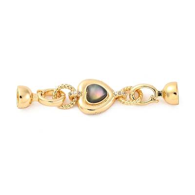 Brass & Black Lip Shell & Epoxy Resin Fold Over Clasps