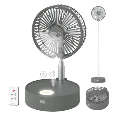 Vantex Foldable Fan,with Humidifier & Night Light & Remote Control Function,Rechargeable Fan with Battery,Cordless Fan,Adjust...