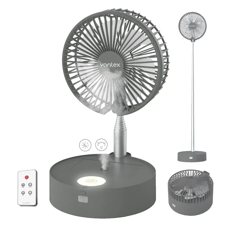 Vantex Foldable Fan,with Humidifier & Night Light & Remote Control Function,Rechargeable Fan with Battery,Cordless Fan,Adjust...
