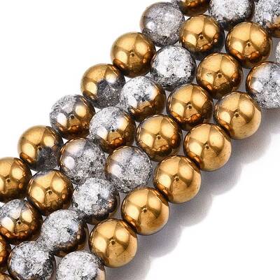 Electroplated Crackle Glass Beads Strands