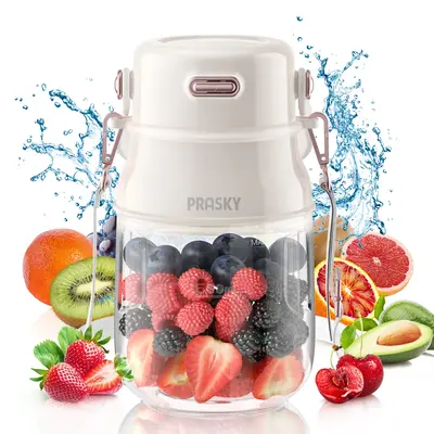 Prasky Portable Blender, Personal Blender for Shakes and Smoothies with 27oz Cup, Lid and Shoulder Strap, Type-C USB Recharge...