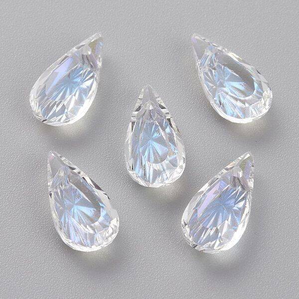 Embossed Glass Rhinestone Pendants