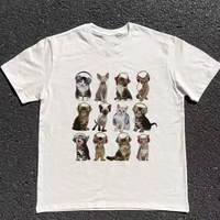 Cats HeadPhone T-Shirt, Unisex Vintage Graphic Tees Gothic Grunge Y2k Emo Scene Amity Affliction Style Clothes Men Women Stre...