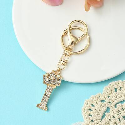 Golden Alloy Rhinestone Keychain