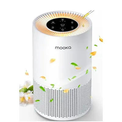 Mooka Air Purifier with True HEPA Filters for Bedroom, Apartment with Fragrance Sponge, cover up to 1200ft², Quiet and Optio...