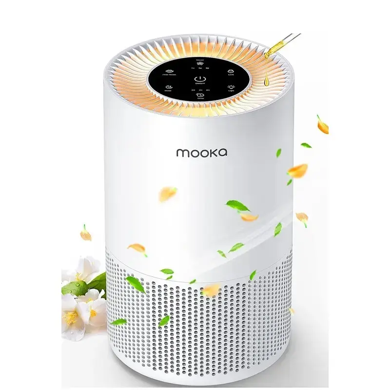 Mooka Air Purifier with True HEPA Filters for Bedroom, Apartment with Fragrance Sponge, cover up to 1200ft², Quiet and Optio...