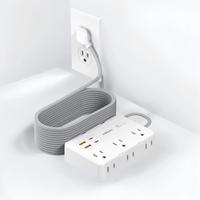 Extension Cord with 6 Multiple Outlets - Flat Plug Power Strip with 4 USB Ports (2 USB C), 5/10Ft Long Braided Cord, Wall Mou...