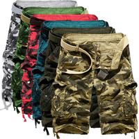 2025 Wholesale Men's Summer Loose Casual Camouflage Cargo Shorts Plus Size Multi-Pocket Mid-Length Shorts 95 Cotton Fabric Pa...
