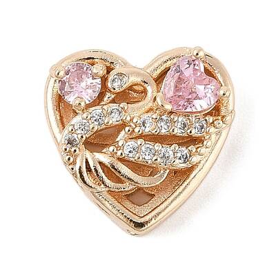 Brass Micro Pave Cubic Zirconia Beads