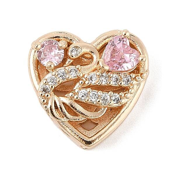 Brass Micro Pave Cubic Zirconia Beads
