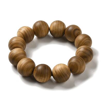 20mm Round Wood Beaded Stretch Bracelets