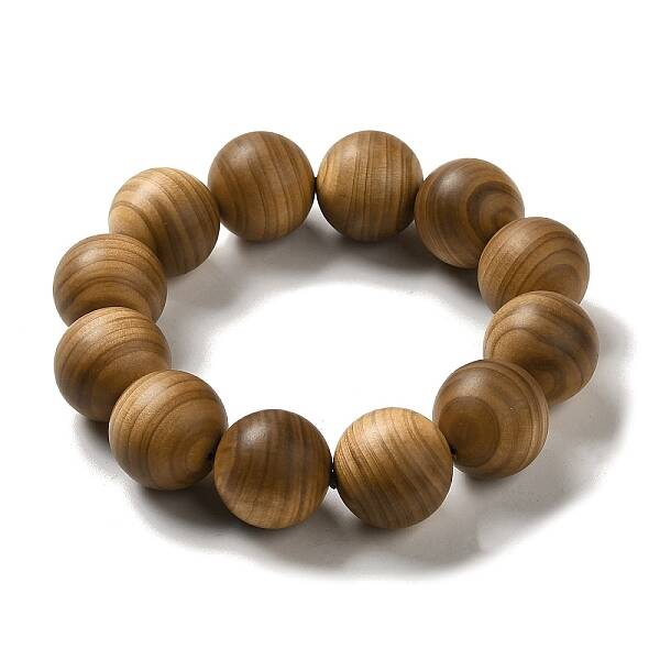 20mm Round Wood Beaded Stretch Bracelets