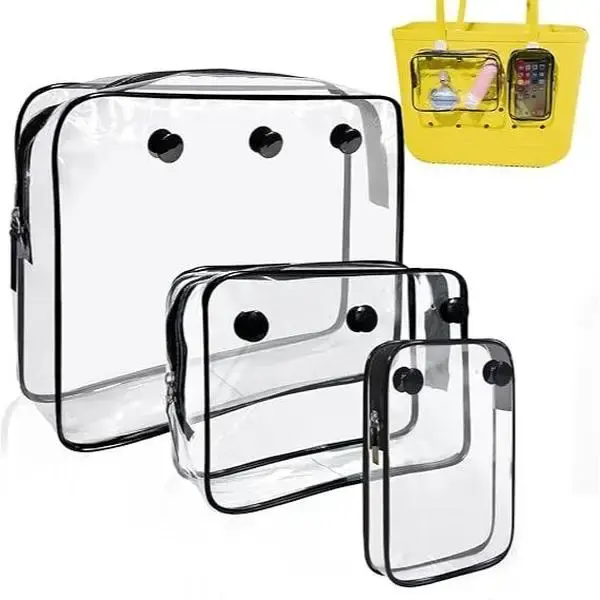 Clear Beach Tote Bag, Insert Hooks Accessories for Beach Bags Travel Makeup Organizer Cosmetic Divider Storage Inner Pouch, B...