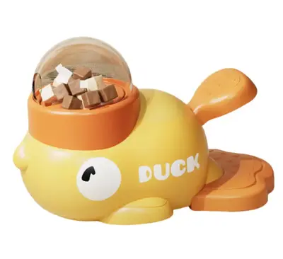 Dog&Cat Interactive Treat Dispenser Toy, Food Puzzle Slow Feeder, 2-in-1 Durable Cute Duck Shaped Design for Small Medium Dog...