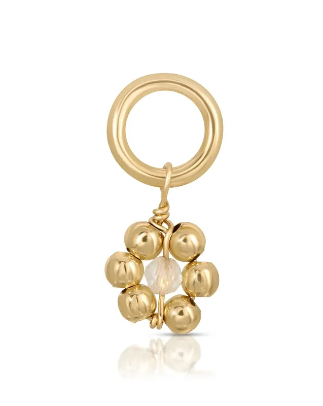 One Love Flowercita Birthstone Charms | Month/Gemstone: April - Quartz | Metal Color: Gold