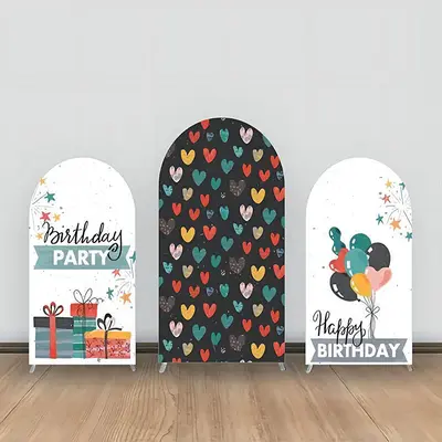 Colorful Heart Balloons Gift Star Arch Backdrop Kit - Aperturee