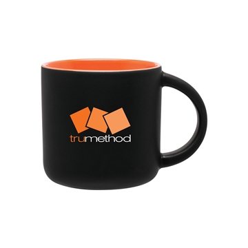 48 Custom 14 oz Minolo Mug - Matte Black - Orange - Microwave Safe