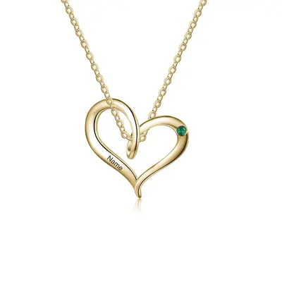 14K Gold Cubic Zirconia Heart Pendant Necklace