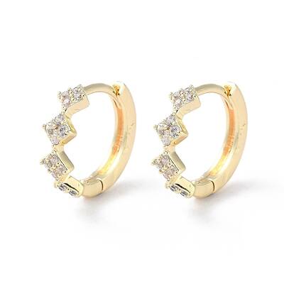 Brass Micro Pave Cubic Zirconia Hoop Earrings