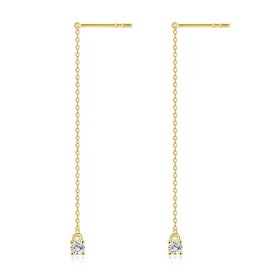 14K Gold Cubic Zirconia Drop Earrings