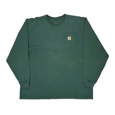 Carhartt Long Sleeve T-Shirt - 2XL Green Cotton