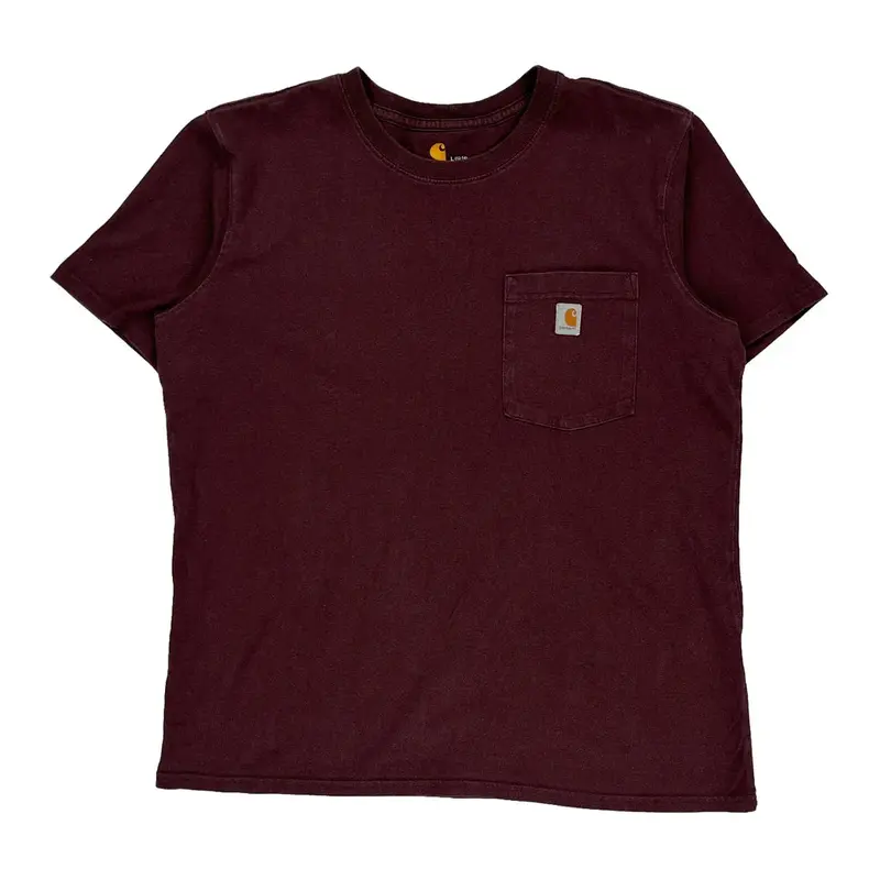 Carhartt T-Shirt - Large Burgundy Cotton