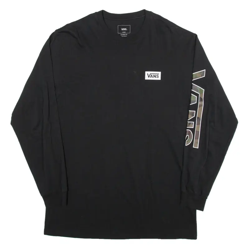 VANS Mens T-Shirt Black Long Sleeve L