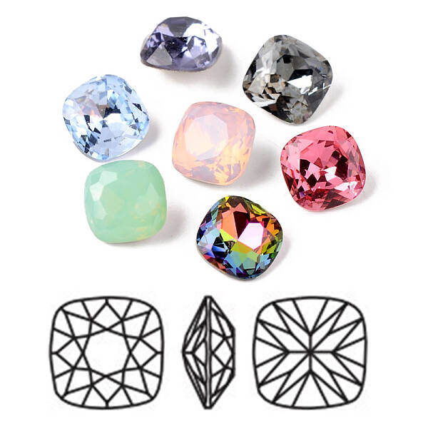 Faceted Square K9 Glass Pointed Back Rhinestone Cabochons