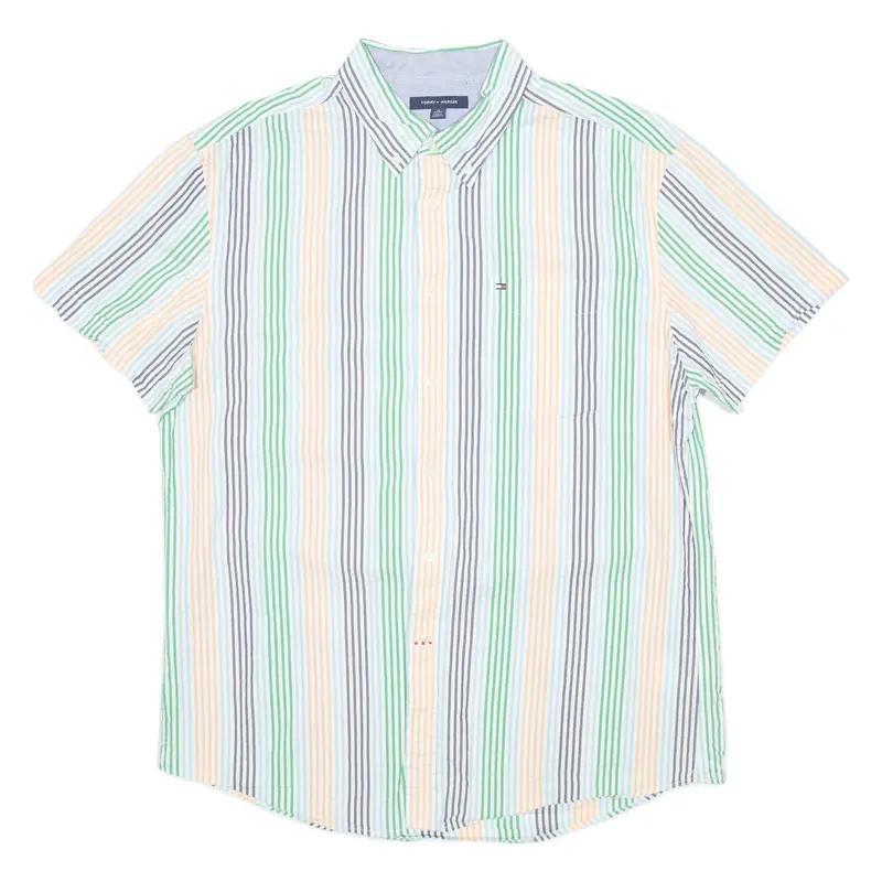 TOMMY HILFIGER Mens Shirt White Striped L