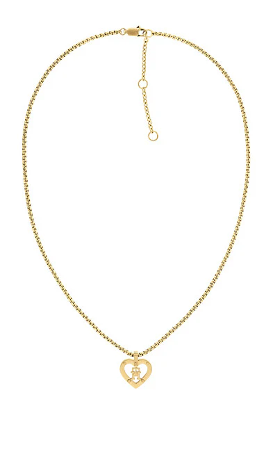 Tommy Hilfiger Elegante Collana Con Monogramma A Cuore Placcato Oro 2780918