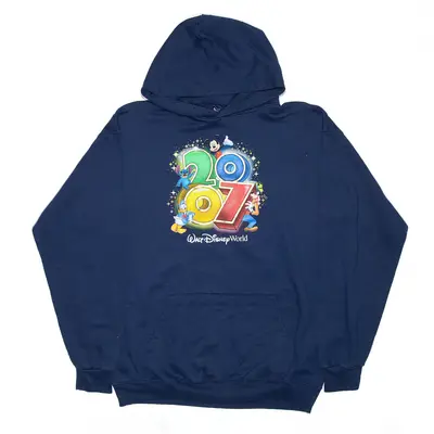 DISNEY Walt Disney World 2007 Blue Pullover Hoodie Mens L