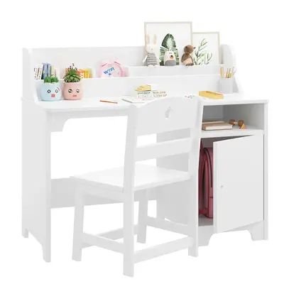 Garvee Kids Desk and Chair Set, Study Desk for Kids with Hutch, Storage Cabinet, Wooden Children Study Table, Student Writing...