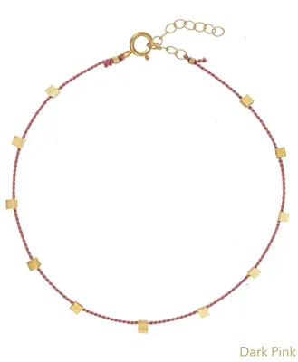 Hilo Anklet | Metal Color: Gold | Color: Dark Pink