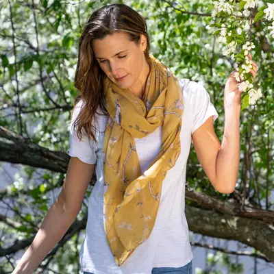 Lovely Birds & Butterflies Scarf - Light Blue