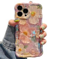 Case for iPhone 15 14 13 12 11 Pro Max Plus Women Causal Fashion Phone Case Flower Design Oil Painting TPU Protective Case fo...