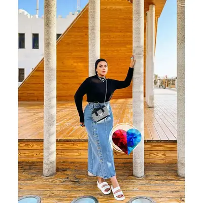 Long Buttoned Jeans Skirt