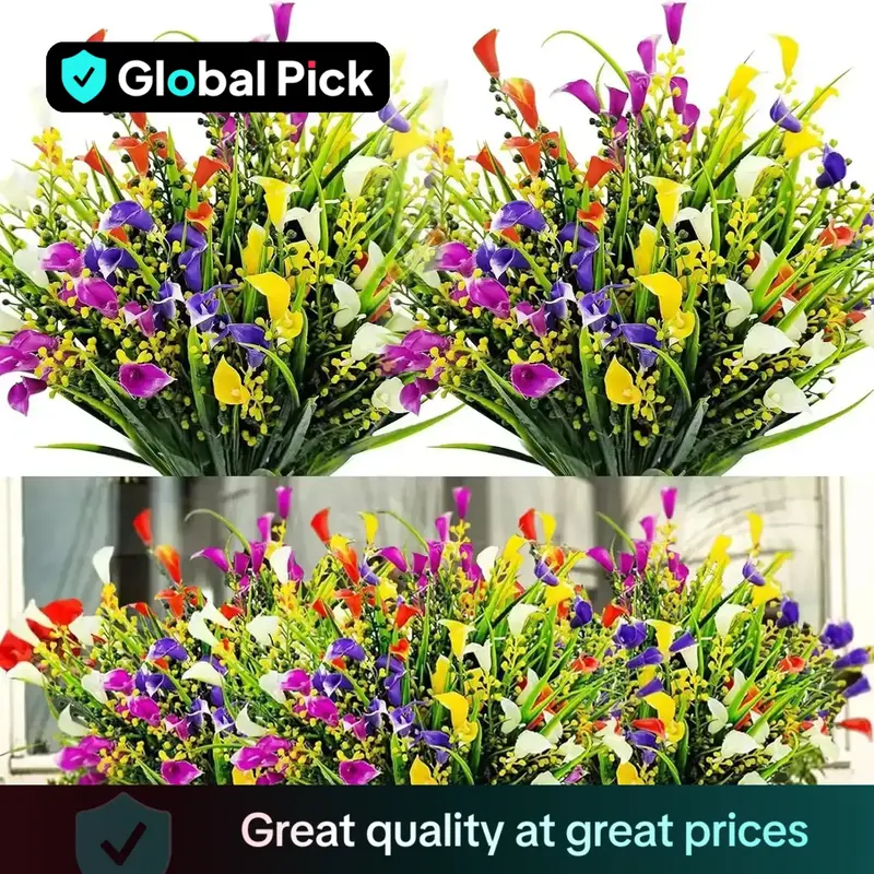 UV Resistant Artificial Calla Lily Flower, 10pcs/set Faux Flower Arrangement, Artificial Bouquet, Synthetic Decorative Lifeli...