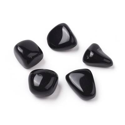 5Pcs Natural Black Obsidian Beads