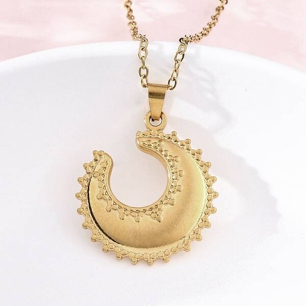 Crescent Moon 304 Stainless Steel Pendant Necklaces